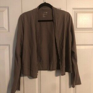 ALFANI NATURALS Large Cardigan Cotton Bamboo Soft Gray Purple Sustainable Ribbed